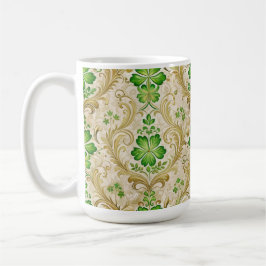 ORNATE GRÖNT & GULD IRISH FLOURISHES KAFFEMUGG