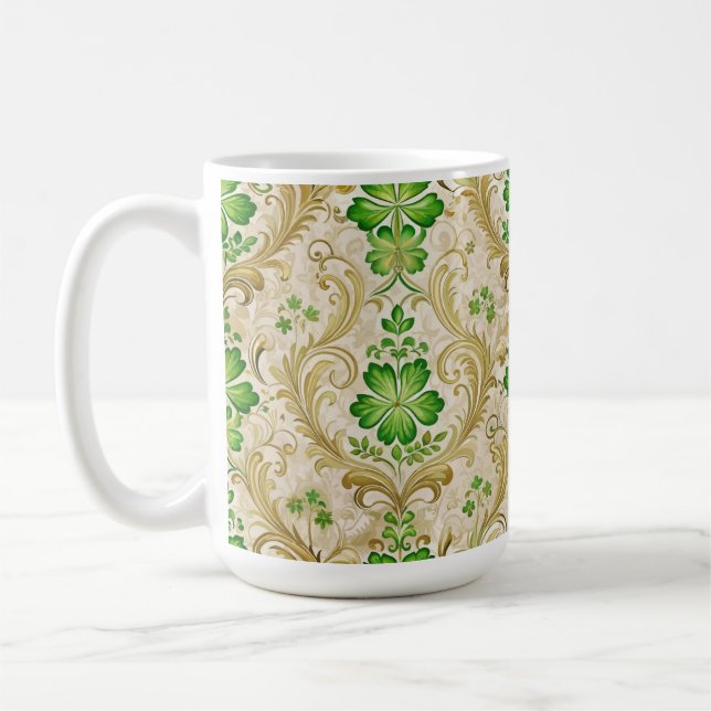 ORNATE GRÖNT & GULD IRISH FLOURISHES KAFFEMUGG (Vänster)