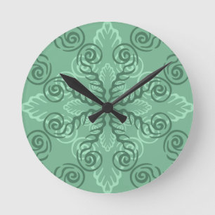 Ornate Grönt Leafy Scrollwork Wall Clock Rund Klocka