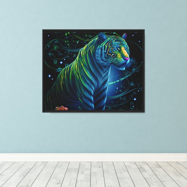 Ornate Grönt Tiger Canvastryck (Insitu (trägolv))