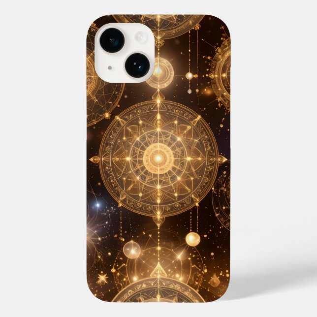 Ornate Guld Celestial Mönster iphone case (Baksida)
