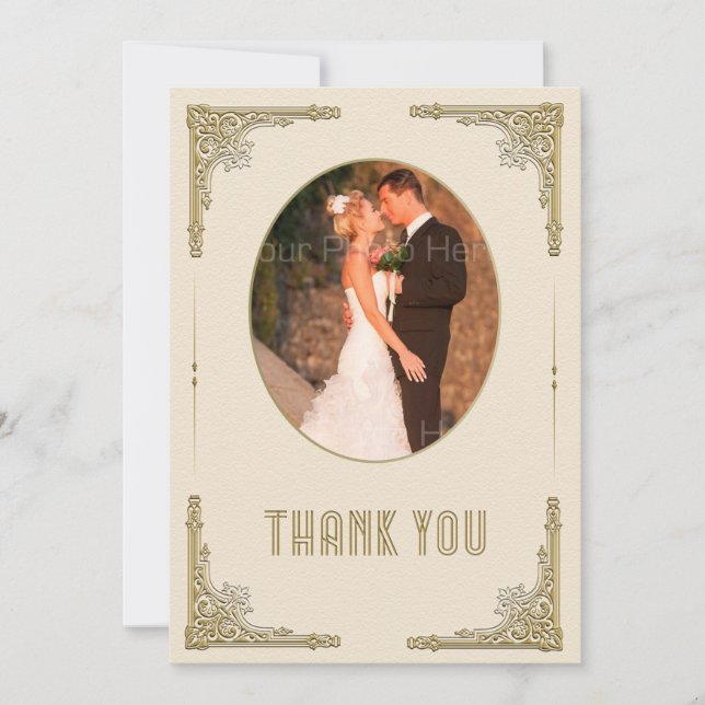 Ornate Guld Corners, Art Deco, Photo Tack Kort (Framsida)