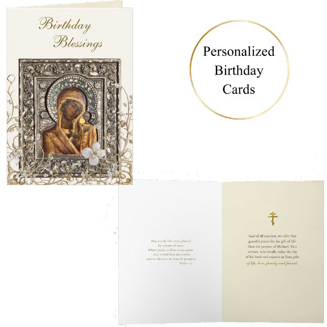 Ornate Guld Faux Scrollss White Flowers Birthday Kort (Skapare uppladdad)
