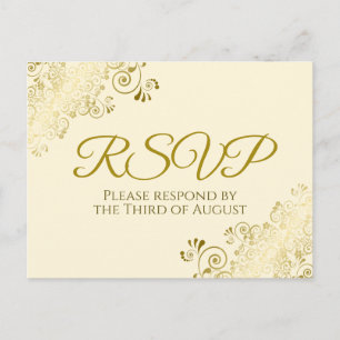 Ornate Guld Filigree Elegant Cream Bröllop OSA Vykort