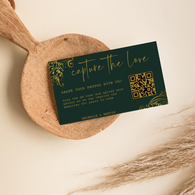 Ornate Guld Frills fånga in Kärlek QR-koden Tilläggskort (Skapare uppladdad)