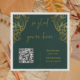 Ornate Guld Frills WiFi Password Bröllop Napkins Pappersservett