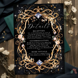 Ornate Guld och Diamonds Black Bröllop Tilläggskort