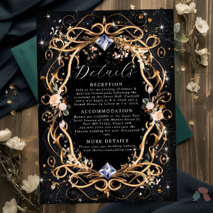 Ornate Guld och Diamonds Black Bröllop Tilläggskort