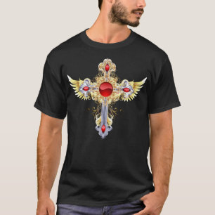 Ornate Guld och Silver Adorated Heliga Kor T Shirt