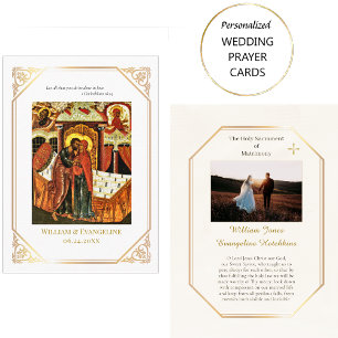 Ornate Guld ortodox Bröllop Prayer Card Placeringskort