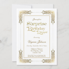 Ornate Guld Snöre Surprise Birthday Party Inbjudningar