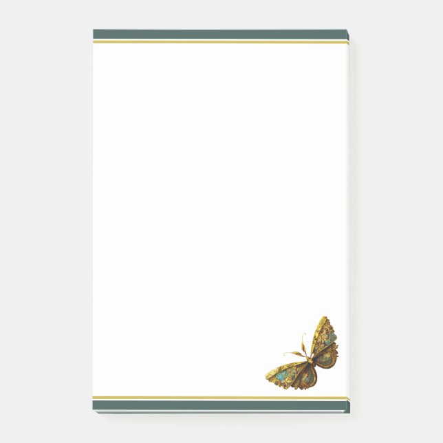 Ornate Guld & Teal Butterfly 4"x6" Post-it Block (Framsida)