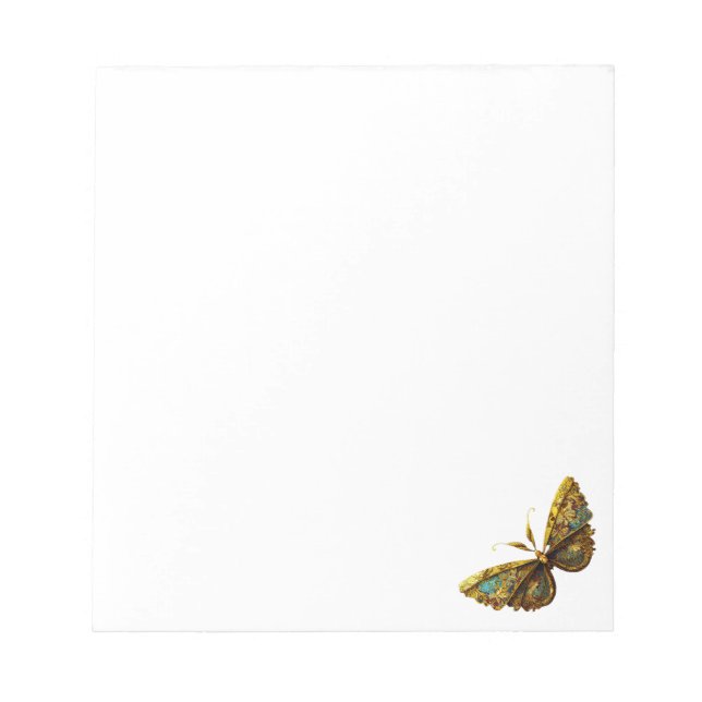 Ornate Guld & Teal Butterfly Anteckningsblock (Framsida)