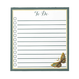 Ornate Guld & Teal Butterfly List Anteckningsblock
