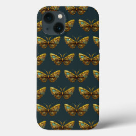 Ornate Guld & Teal Butterfly Telefonväska