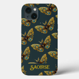 Ornate Guld & Teal Butterfly Telefonväska