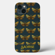 Ornate Guld & Teal Butterfly Telefonväska