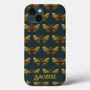 Ornate Guld & Teal Butterfly Telefonväska