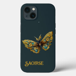 Ornate Guld & Teal Butterfly Telefonväska