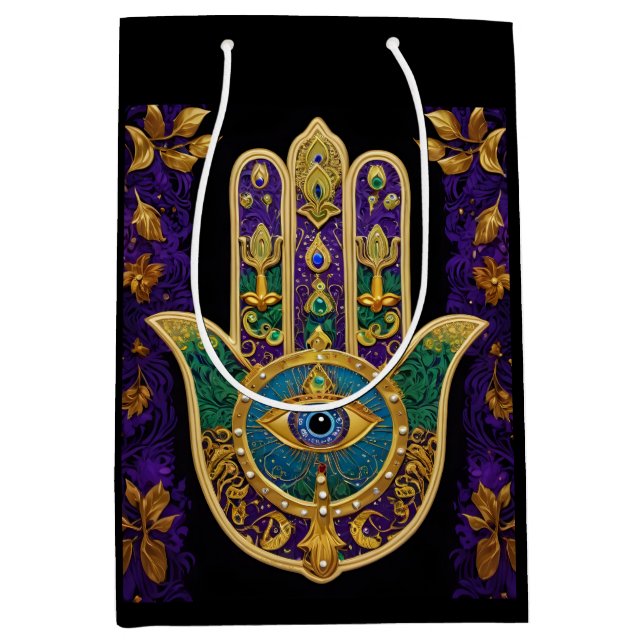 Ornate Guld Tredje Öga Hamsa (Framsidan)