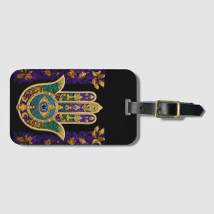 Ornate Guld Tredje Öga Hamsa Bagagebricka