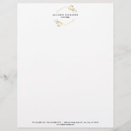 Ornate Guld Vine och Löv Emblem Letterhead Brevhuvud