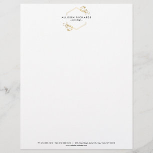 Ornate Guld Vine och Löv Emblem Letterhead Brevhuvud
