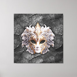 Ornate Guld / White Details on Grått Marble Canvastryck