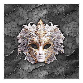 Ornate Guld / White Details on Grått Marble Fototryck