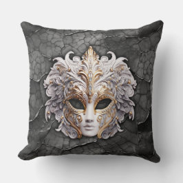 Ornate Guld / White Details on Grått Marble Kudde