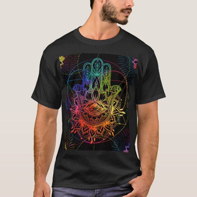 Ornate hamsa: handdragen nära mönster. t shirt (Framsida)