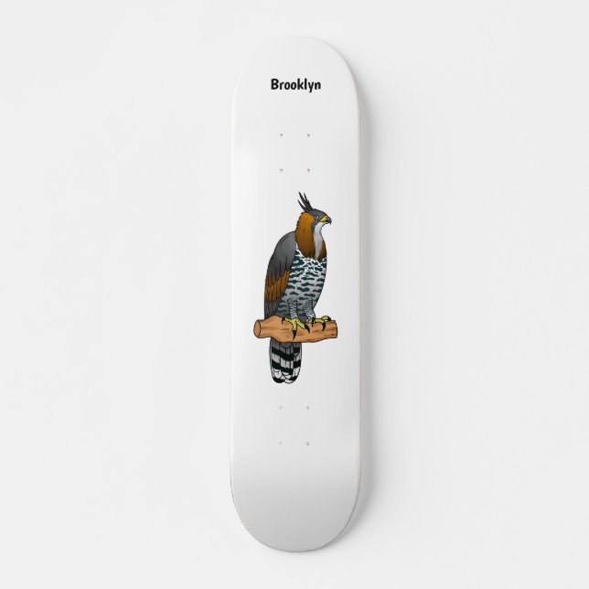 Ornate hawk eagle-tecknad illustration mini skateboard bräda 18,5 cm (Framsida)