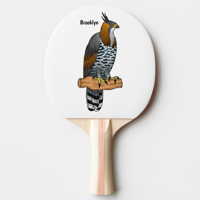 Ornate hawk eagle-tecknad illustration pingisracket (Framsidan)