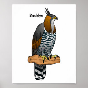 Ornate hawk eagle-tecknad illustration poster