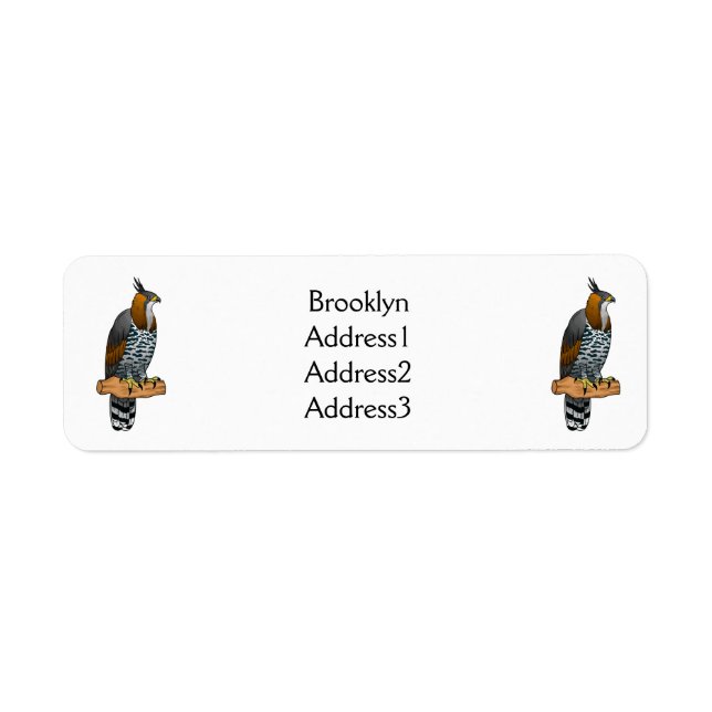 Ornate hawk eagle-tecknad illustration returadress etikett (Framsidan)