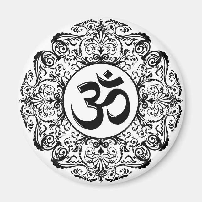 Ornate Hindu Om Symbol Magnet (Framsidan)
