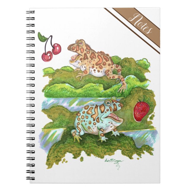 Ornate Horned Frogs Chasing Fruit Anteckningsbok (Framsidan)