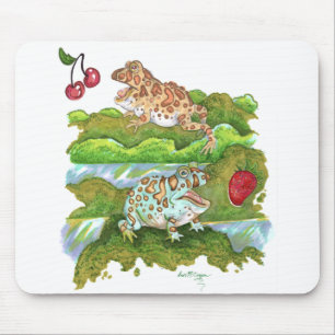 Ornate Horned Frogs Chasing Fruit Art Musmatta