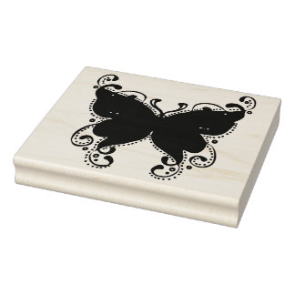 Ornate Illustrated Butterfly Rubber Art Frimärke Stämpel