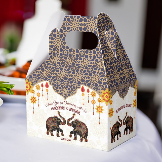 Ornate Indian elefant Indian bröllop personlig Presentaskar (Ornate Indian elephant Indian wedding personalized Favor Box)