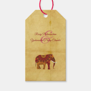 Ornate Indian Elephant Rustic Presentetikett