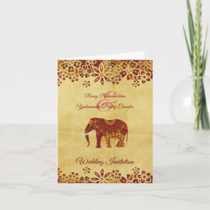 Ornate Indian Elephant Rustic Spara datumet Inbjudan