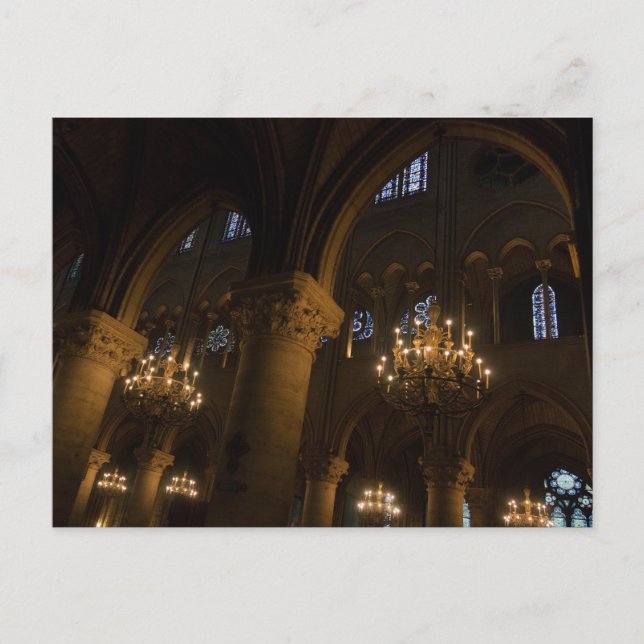 Ornate Insida of Notre Dame, Paris Vykort (Framsida)