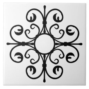 Ornate Ironwork in Black Tile Kakelplatta