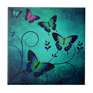 Ornate Jewel Butterflies Kakelplatta