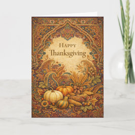 Ornate Jewel Tone Paisley Thanksgiving Harvest  Kort