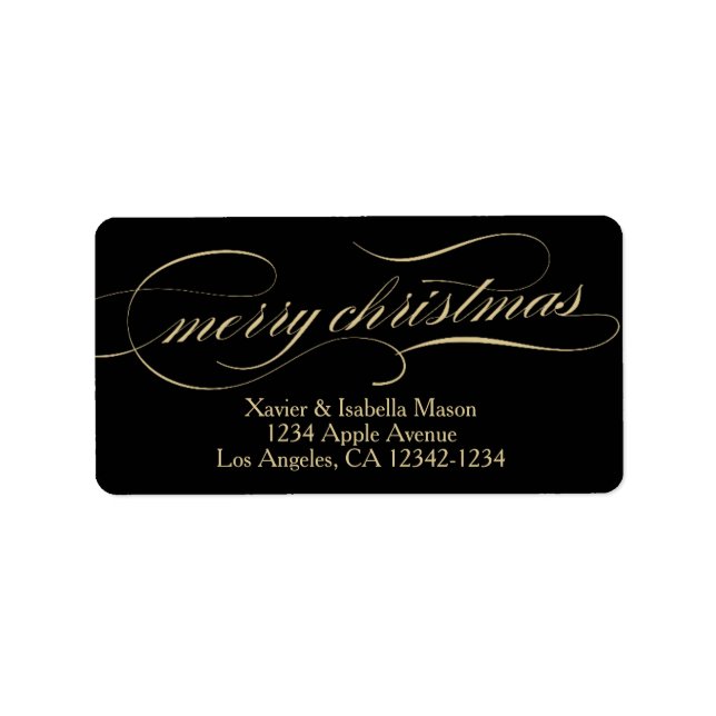 Ornate jul | Guld/Svart Adressetikett (Framsidan)