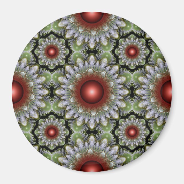Ornate jul Red mönster magnet (Framsidan)