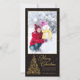 Ornate Julgran Black Glitter Julkort