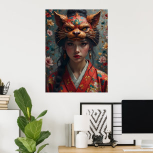 Ornate Kitsune Mask Porträtt Poster